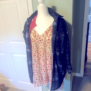 Free People Shacket.  Long flannel shirt with pockets.